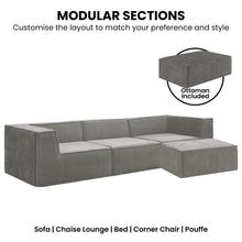 Load image into Gallery viewer, Sarantino Novi 3 - Seater Modular Sofa with Ottoman in Grey Non - Slip Bottom Lounge - The White Mall