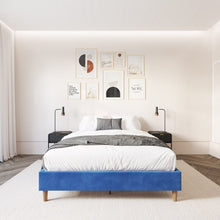 Load image into Gallery viewer, Velvet Blue Bed Frame – Single - The White Mall