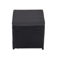 Load image into Gallery viewer, Ella 8-Seater Modular Outdoor Garden Lounge and Dining Set with Table and Stools in Black