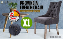 Load image into Gallery viewer, French Provincial Dining Chair Oak Leg AMOUR BLACK