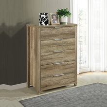 Load image into Gallery viewer, 4 Pieces Bedroom Suite Natural Wood Like MDF Structure Queen Size Oak Colour Bed, Bedside Table & Tallboy