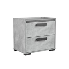 Load image into Gallery viewer, Bedside Table with 2 Storage Drawers MDF Combination of Black & Cement Colour Nightstand