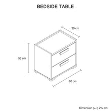Load image into Gallery viewer, Bedside Table with 2 Storage Drawers MDF Combination of Black & Cement Colour Nightstand