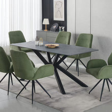 Load image into Gallery viewer, Dining Table Rectangular Shape Green Sintered Stone Top Powder Coated Iron Legs