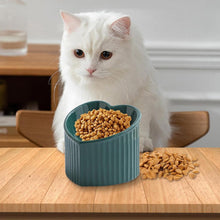 Load image into Gallery viewer, Love Shape Slanted Cat Bowl Ceramic Pet Bowl for Cats Food Water Feeding Dish - Black