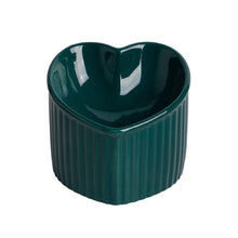 Load image into Gallery viewer, Love Shape Slanted Cat Bowl Ceramic Pet Bowl for Cats Food Water Feeding Dish - Black