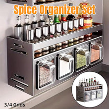Load image into Gallery viewer, Wall Mounted Kitchen Spice Box Shelf Multifunctional Organiser for Herbs Spices - 3-Grids