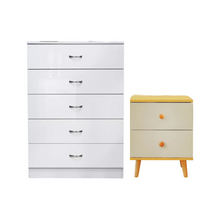Load image into Gallery viewer, NNECN 5 Layer White Drawer Chest Storage with Bedside Table