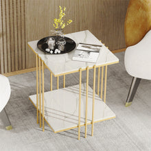 Load image into Gallery viewer, 2 Tier End Table Bedside Tables Sintered Stone Nightstand Display Storage Shelf