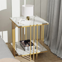Load image into Gallery viewer, 2 Tier End Table Bedside Tables Sintered Stone Nightstand Display Storage Shelf