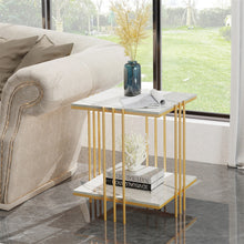 Load image into Gallery viewer, 2 Tier End Table Bedside Tables Sintered Stone Nightstand Display Storage Shelf