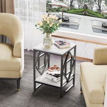 Load image into Gallery viewer, Sleek White Marble Side Table Sofa End Table Bedside Nightstand w Durable Frame