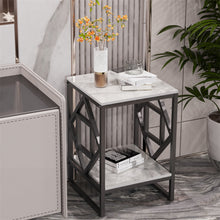 Load image into Gallery viewer, Sleek White Marble Side Table Sofa End Table Bedside Nightstand w Durable Frame