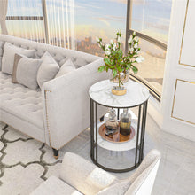 Load image into Gallery viewer, Solid Marble Sofa Side Coffee Table Bedside Storage Display Table Plant Stand
