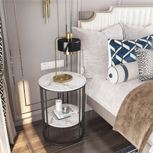 Load image into Gallery viewer, Solid Marble Sofa Side Coffee Table Bedside Storage Display Table Plant Stand