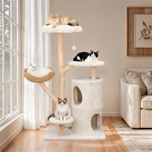 Load image into Gallery viewer, 142cm Large Tall Cat Tree Tower with Soft Flower Perch & Condo - Multi-Level Cat Furniture for Kittens & Adult Cats