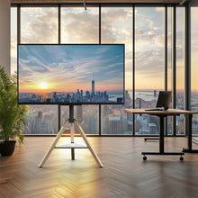 Load image into Gallery viewer, FIN 32-75 Inch Swivel Tripod TV Stand Stable Wooden Legs TV Mount with Marble Shelf