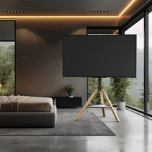 Load image into Gallery viewer, FIN 32-75 Inch Swivel Tripod TV Stand Stable Wooden Legs TV Mount with Marble Shelf