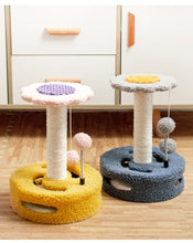 Load image into Gallery viewer, Blue And Pink Sunflower Cat Scratching Post - 35cm Sisal Cat Tree with Plush Toys for Small Cats