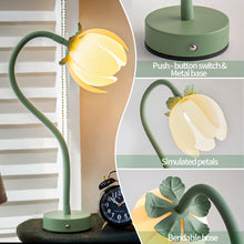 Load image into Gallery viewer, Pink LED Tulip Desk Lamp - Flexible Gooseneck, Decorative Flower Table Light