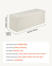 Load image into Gallery viewer, Foldable Storage Ottoman Bench, End of Bed Bench with Side Bags, Folding Upholstered Storage Chest Supports 660 lbs, Linen Bed Ottoman with Large Space for Living Room, Bedroom, Entryway, Beige
