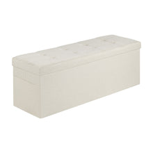 Load image into Gallery viewer, Foldable Storage Ottoman Bench, End of Bed Bench with Side Bags, Folding Upholstered Storage Chest Supports 660 lbs, Linen Bed Ottoman with Large Space for Living Room, Bedroom, Entryway, Beige