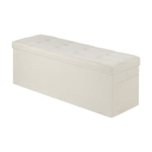 Load image into Gallery viewer, Foldable Storage Ottoman Bench, End of Bed Bench with Side Bags, Folding Upholstered Storage Chest Supports 660 lbs, Linen Bed Ottoman with Large Space for Living Room, Bedroom, Entryway, Beige