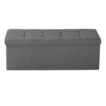 Load image into Gallery viewer, Foldable Storage Ottoman Bench, End of Bed Bench with Side Bags, Folding Upholstered Storage Chest Supports 660 lbs, Linen Bed Ottoman with Large Space for Living Room, Bedroom, Entryway, Grey