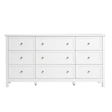 Load image into Gallery viewer, 9 Drawer Dresser, Wooden Chest of Drawers with Sliding and Anti-tip Device, Retro Minimalist Dresser Chest, Closet Storage TV Stand Organizer for Living Room, Hallway, Bedroom, Entryway, White