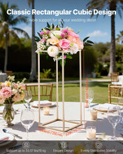 Load image into Gallery viewer, Wedding Flower Stand, 10PCS 60cm Column Flower Stand, Floral Stands with Hidden Screw, Rectangular Cubic Floral Display Rack for Wedding, Party, Birthday, Home, Gold Centerpiece Stands