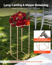 Load image into Gallery viewer, Wedding Flower Stand, 10PCS 60cm Column Flower Stand, Floral Stands with Hidden Screw, Rectangular Cubic Floral Display Rack for Wedding, Party, Birthday, Home, Gold Centerpiece Stands