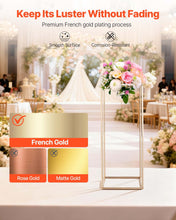 Load image into Gallery viewer, Wedding Flower Stand, 10PCS 60cm Column Flower Stand, Floral Stands with Hidden Screw, Rectangular Cubic Floral Display Rack for Wedding, Party, Birthday, Home, Gold Centerpiece Stands