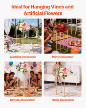 Load image into Gallery viewer, Wedding Flower Stand, 10PCS 60cm Column Flower Stand, Floral Stands with Hidden Screw, Rectangular Cubic Floral Display Rack for Wedding, Party, Birthday, Home, Gold Centerpiece Stands