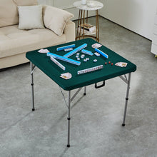 Load image into Gallery viewer, Mahjong Table, Fold-in-Half 4 Player Card Table with Wear-Resistant Green Tabletop, Portable Bi-Folding Square Domino Table with Carrying Handle for Outdoor Camping Picnic Party, 90 x90-inch