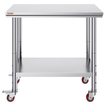 Load image into Gallery viewer, Stainless Steel Work Table 36x24 Inch with 4 Wheels Commercial Food Prep Worktable with Casters Heavy Duty Work Table for Commercial Kitchen Restaurant