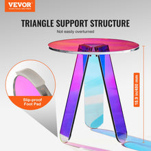 Load image into Gallery viewer, Round Iridescent Side Table, Acrylic End Table, Clear Rainbow Acrylic Coffee Table for Drink, Food, Snack used in Living Room, Bedroom, and Study