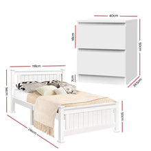 Load image into Gallery viewer, Artiss King Single Bed Frame and Bedside Table