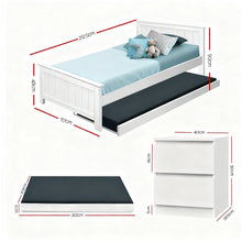 Load image into Gallery viewer, Artiss King Single Bed Frame and Bedside Table