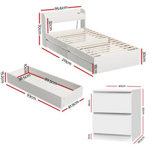 Load image into Gallery viewer, Artiss Single Bed Frame and Bedside Table