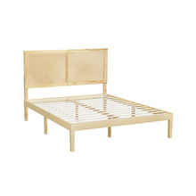Load image into Gallery viewer, Artiss Bed Frame Queen Size with Rattan Headboard Wooden Bed Base BRUNO