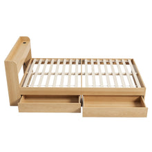 Load image into Gallery viewer, Artiss Single Bed Frame with 2 Storage Drawers Platform Bed Base with USB Ports Sturdy Wooden Slat Support Natural - The White Mall