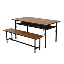 Load image into Gallery viewer, Levede 1x Dining Table +1x Bench Set Steel Home Kitchen Farmhouse Brown-1973193809990914048