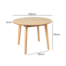Load image into Gallery viewer, Levede Dining Table Round Rubberwood Base 100cm Natural 100 CM-1973194086840143874