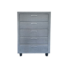 Load image into Gallery viewer, 4 Pieces Storage Bedroom Suite Upholstery Fabric in Light Grey with Base Drawers King Size Oak Colour Bed, Bedside Table & Tallboy