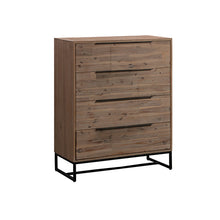 Load image into Gallery viewer, 4 Pieces Bedroom Suite made in Solid Wood Acacia Veneered King Size Oak Colour 1X Bed, 2X Bedside Table & 1X Tallboy