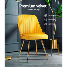 Load image into Gallery viewer, 2 Retro Velvet Yellow Gold Modern Dining Chairs-Dining Chairs-The White Mall