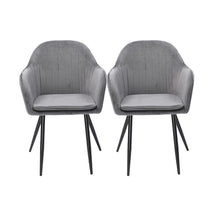 Load image into Gallery viewer, 2x Sleek Grey Velvet Dining Chairs-The White Mall-The White Mall