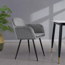 Load image into Gallery viewer, 2x Sleek Grey Velvet Dining Chairs-The White Mall-The White Mall
