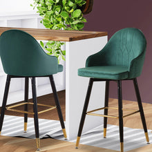 Load image into Gallery viewer, 2x Bar Stools Stool Kitchen Chairs Swivel Velvet Barstools Vintage Green-The White Mall-The White Mall