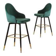 Load image into Gallery viewer, 2x Bar Stools Stool Kitchen Chairs Swivel Velvet Barstools Vintage Green-The White Mall-The White Mall